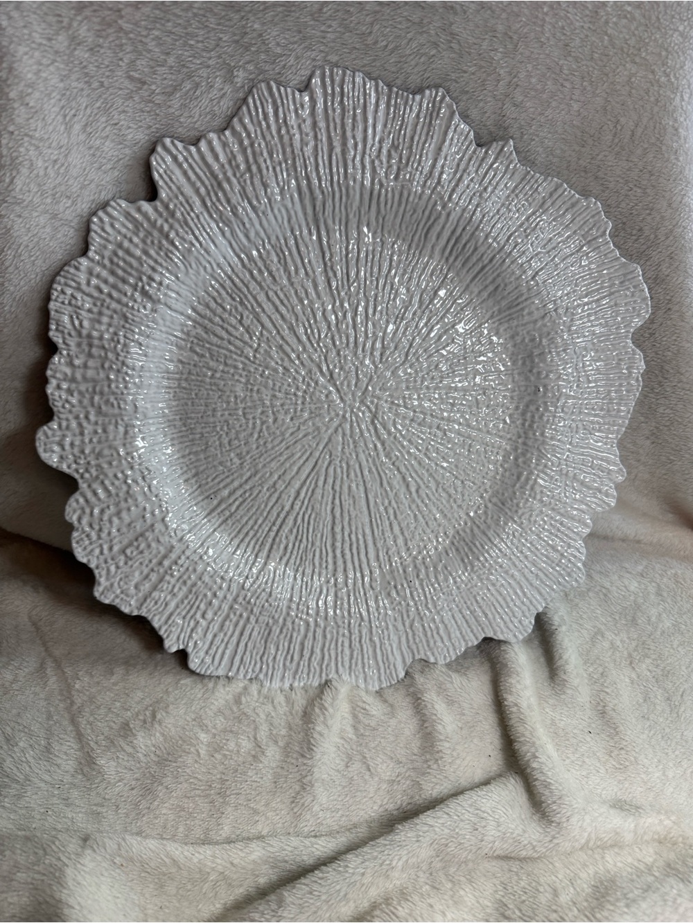 Set of 8 White Round Reef Charger Plates - 13" Event Decor